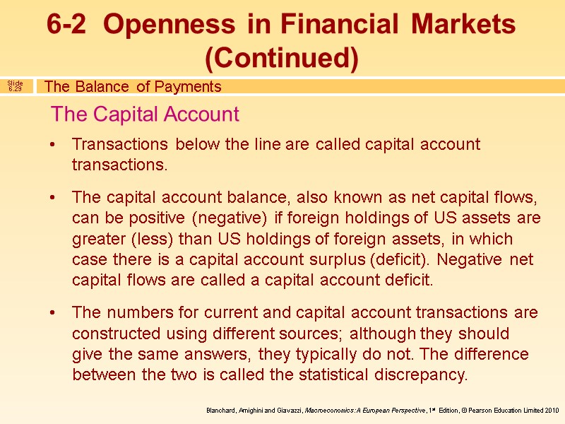 Transactions below the line are called capital account transactions. The capital account balance, also